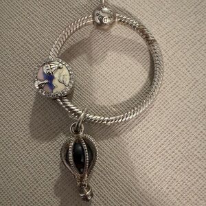 Hot Air Balloon Pandora Charms with Blue and Black Accents